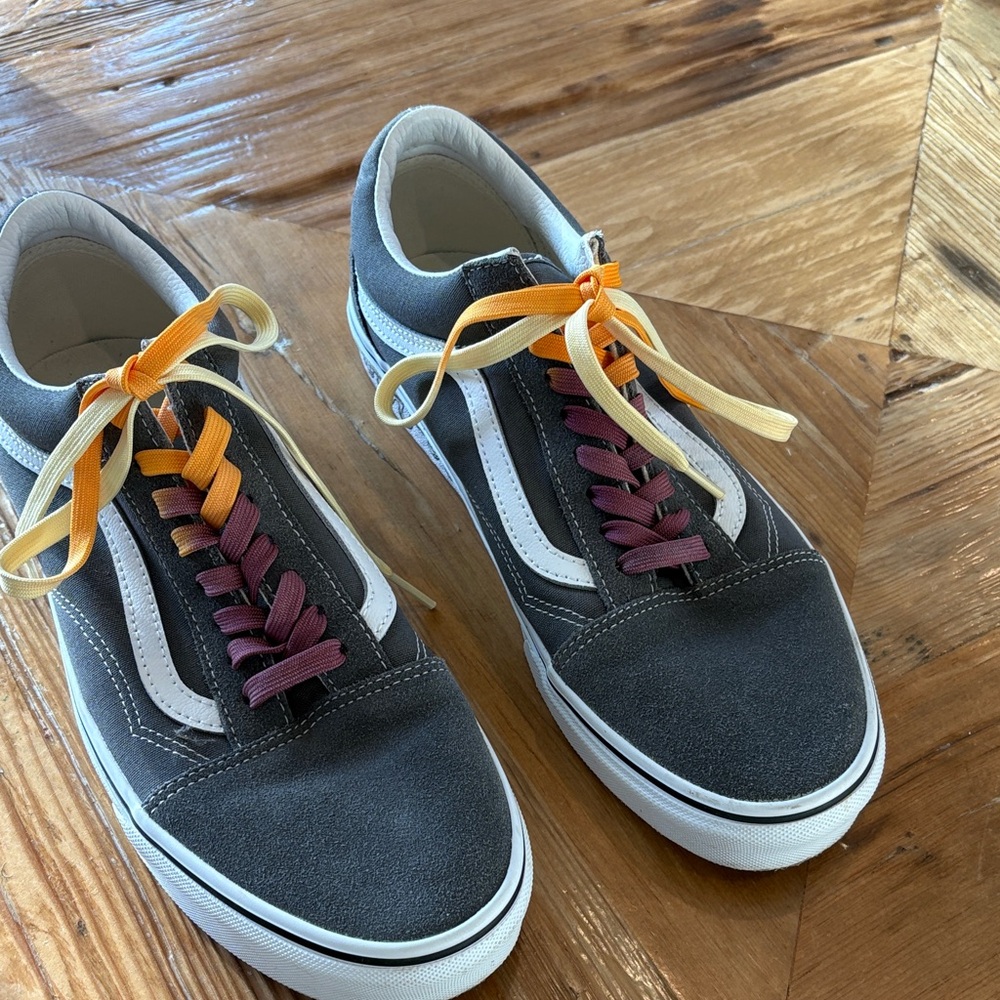 Vans Charcoal Sneakers with Colorful Laces